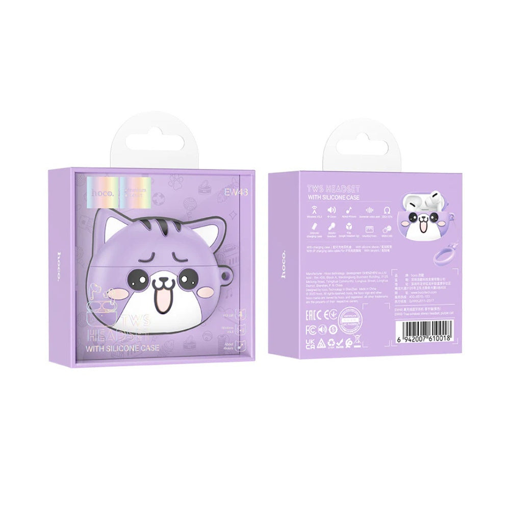 Hoco TWS Earbuds with Silicone Case EW48 - Purple Cat image 2