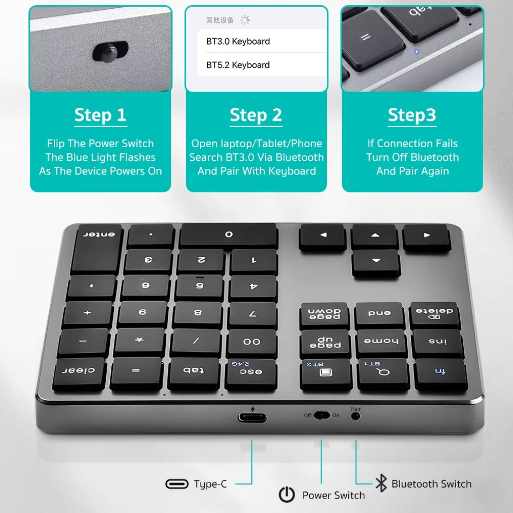 Coteci 35 Key Numeric Wireless Keypad - BeyTrend 