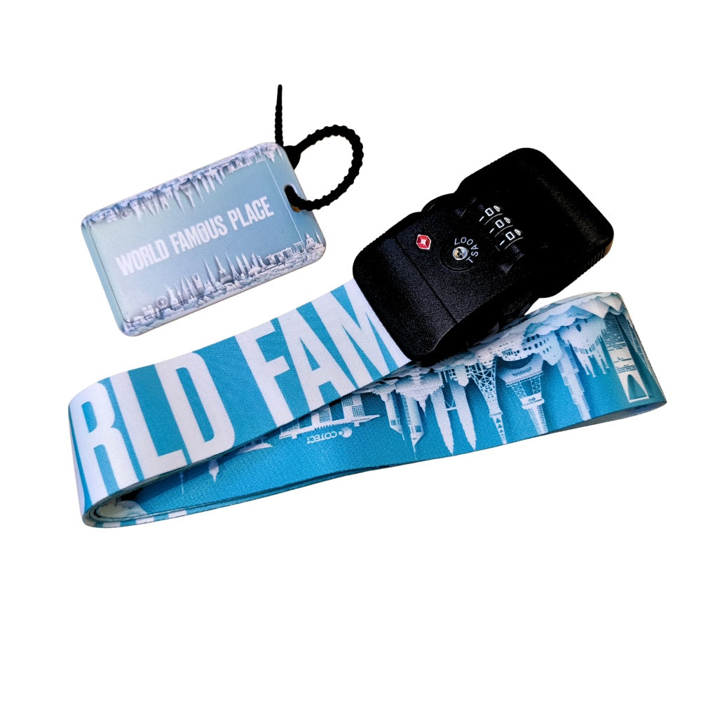 Coteci Customs Lock Buckle Luggage Strap Tag Set - World Architecture - BeyTrend 