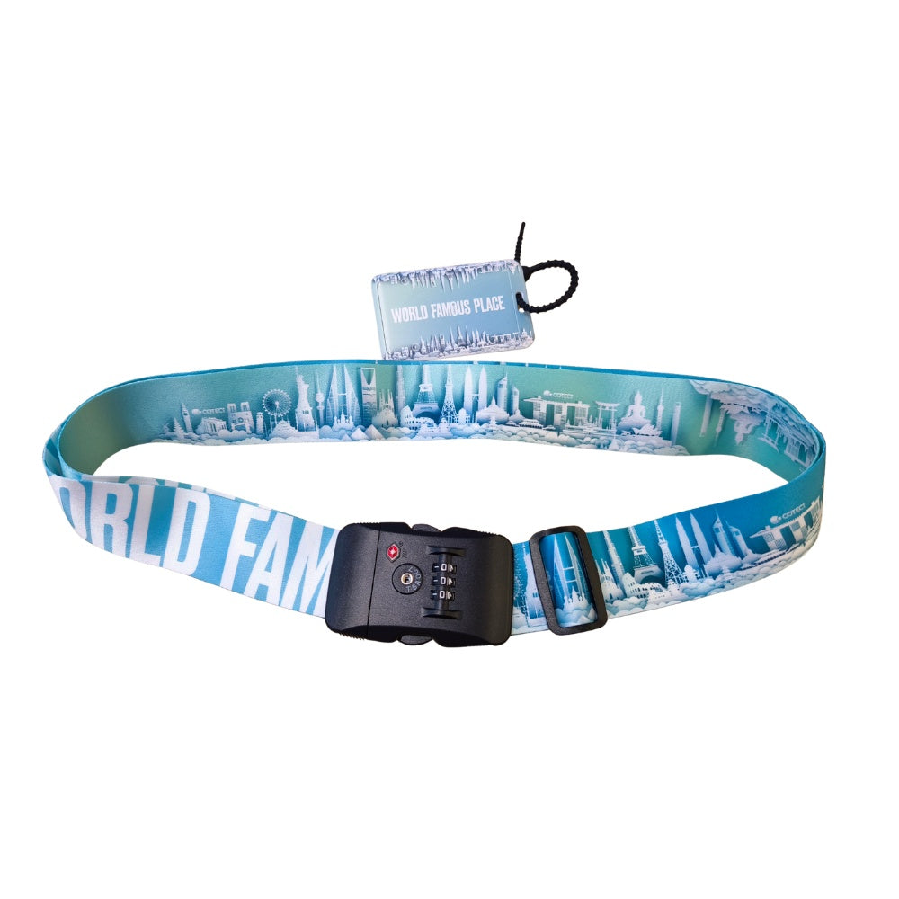 Coteci Customs Lock Buckle Luggage Strap Tag Set - World Architecture - BeyTrend 