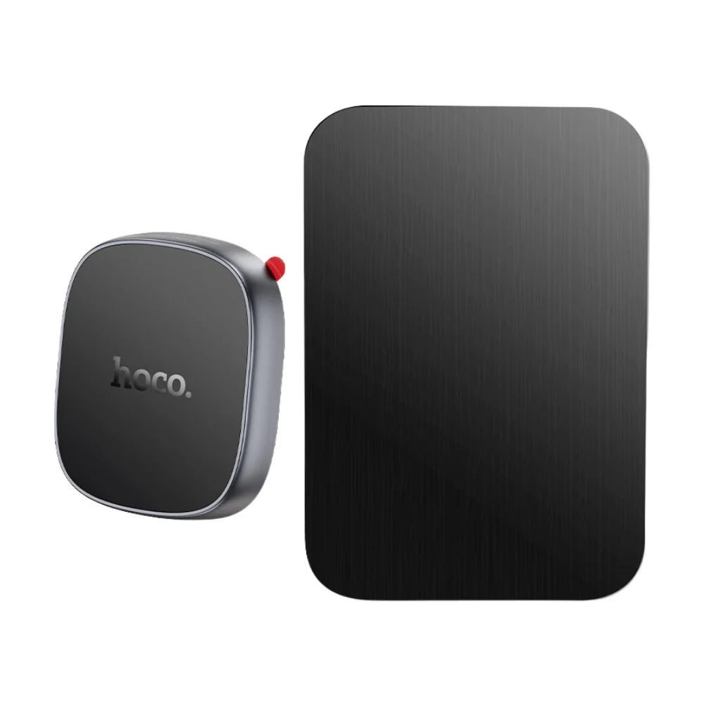 Hoco H52 Ultimate magnetic car phone holder attached to dashboard, showcasing sleek black design and secure mounting for smartphones.