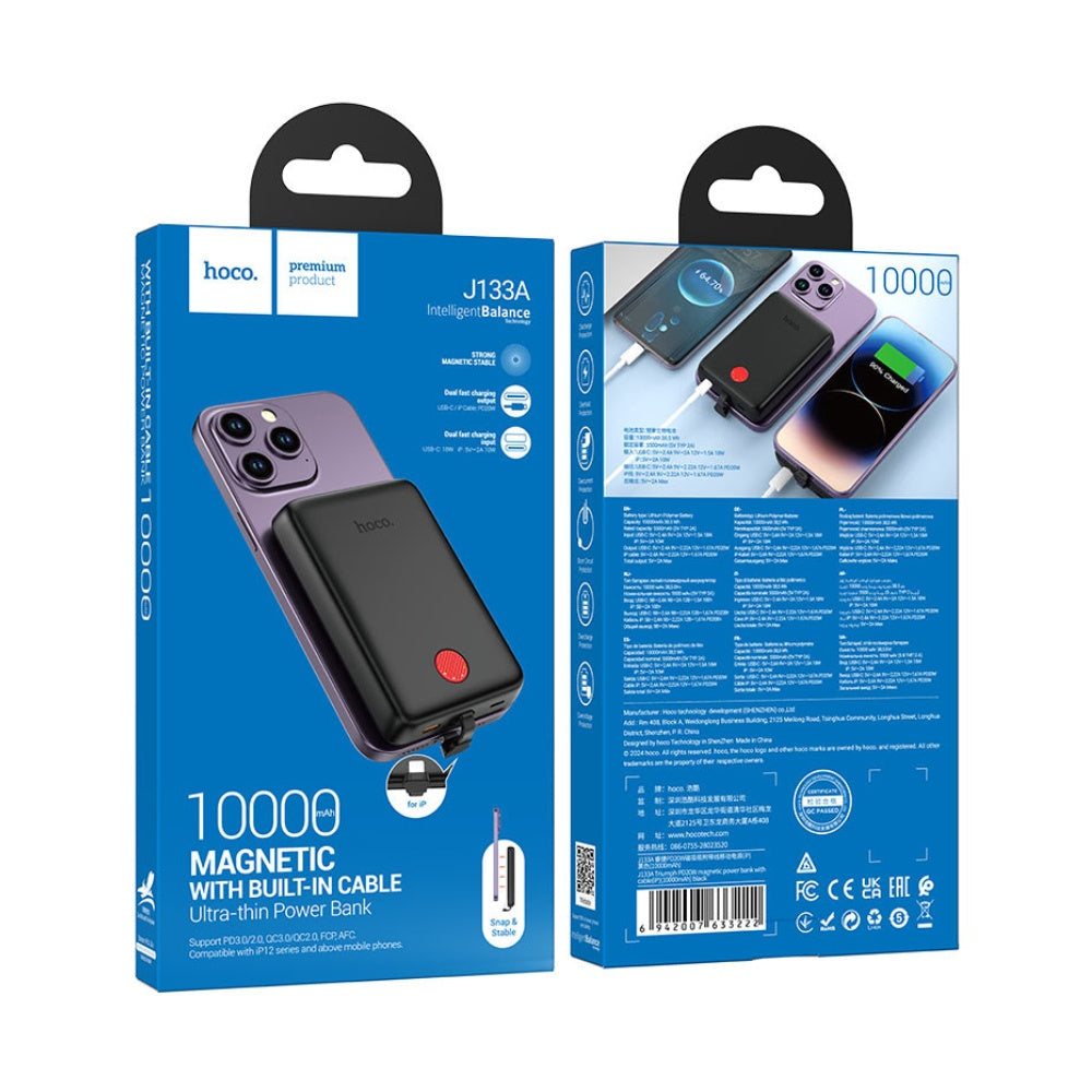 Hoco Power Bank PD20W 10000mAh with Lightning Cable J133A - BeyTrend 