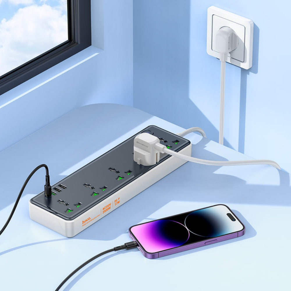 Hoco Power Strip 5 Sockets With USB Outputs AC13A - BeyTrend 