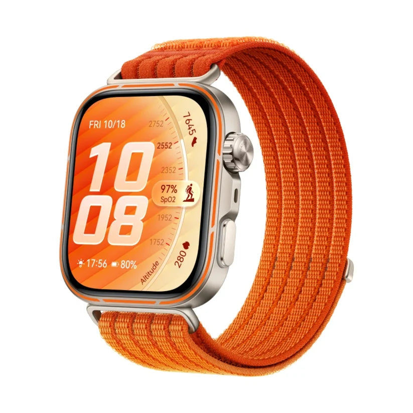 Huawei Watch Fit 5 Pro smartwatch with sleek display and fitness tracking features, shown in a close-up view.