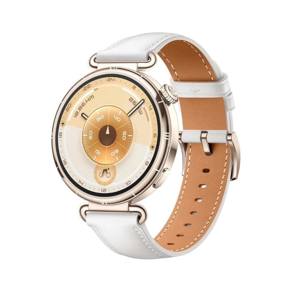 Huawei Watch GT 6 41mm smartwatch displaying a colorful digital watch face and sleek black band.