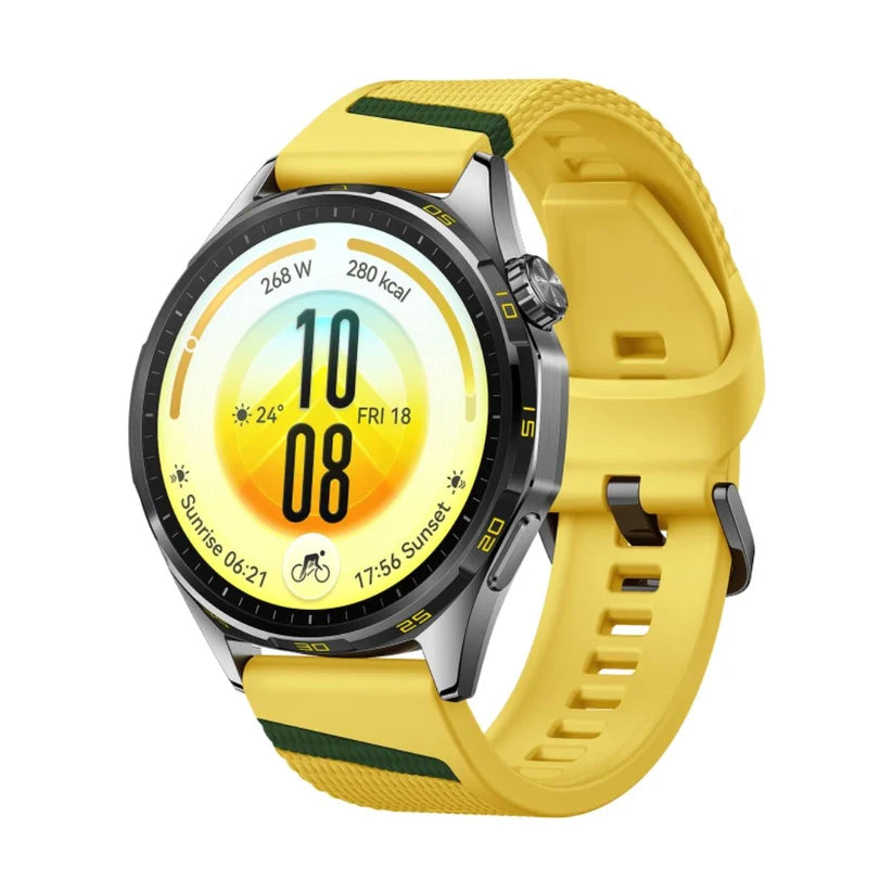 Huawei Watch GT 7 46mm smartwatch with round display, black strap, and sleek design, showing time and fitness tracking features.
