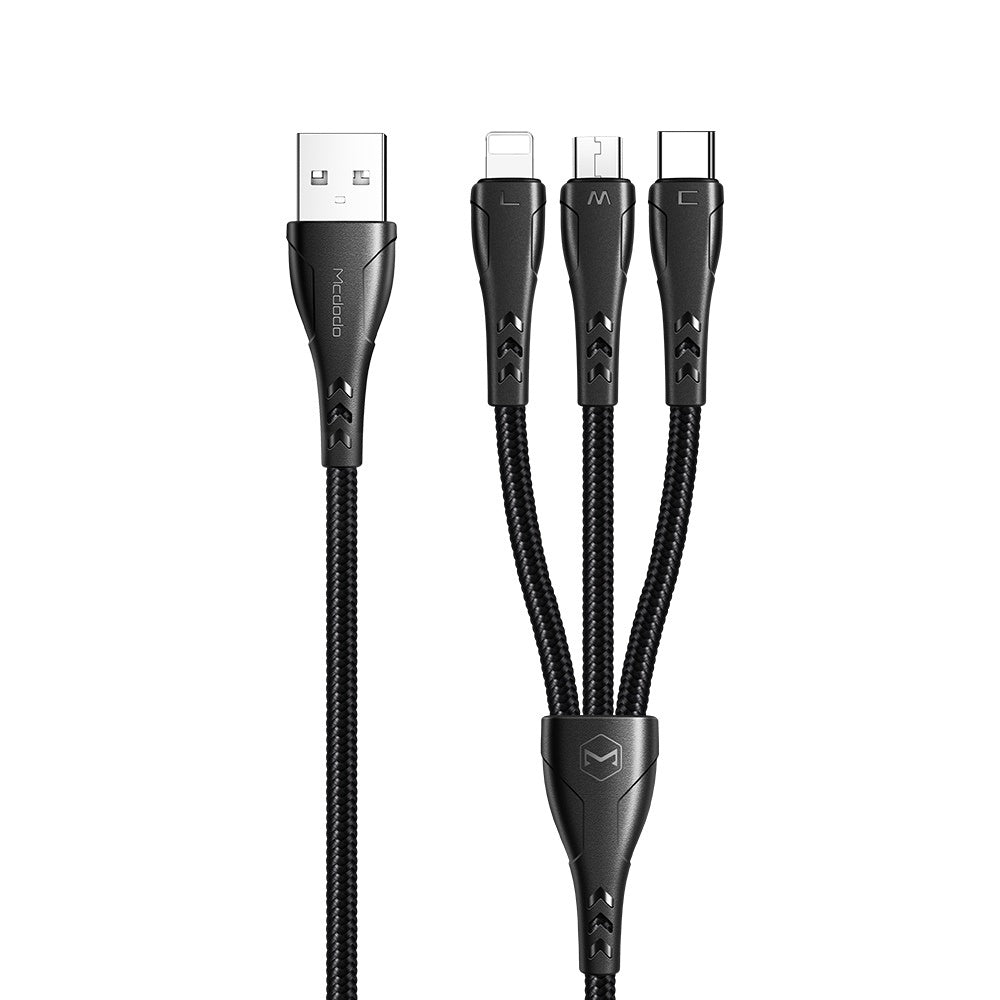 Mcdodo Lightning Type-C Micro USB 3 in 1 Cable 1.2m CA-696 - BeyTrend 