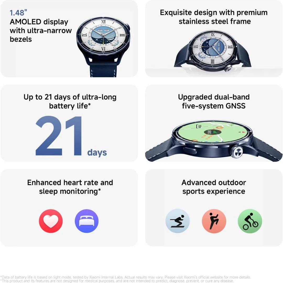 Xiaomi Watch S5 46mm smartwatch with AMOLED display, GPS, and Bluetooth calling, shown on a wrist with a black strap.