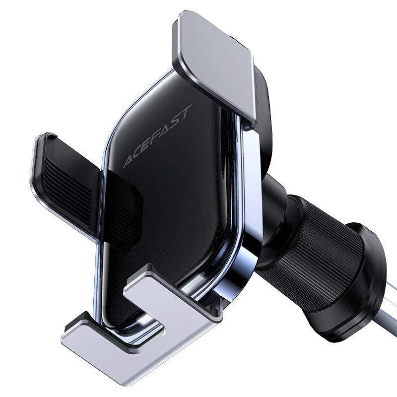 Acefast D39 solar-powered car phone holder with adjustable clamps, mounted on a vehicle for secure smartphone use while driving.