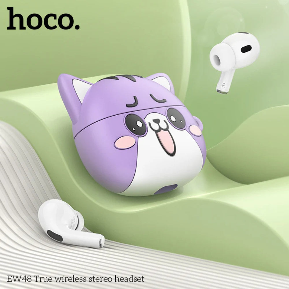 Hoco TWS Earbuds with Silicone Case EW48 - Purple Cat image 1