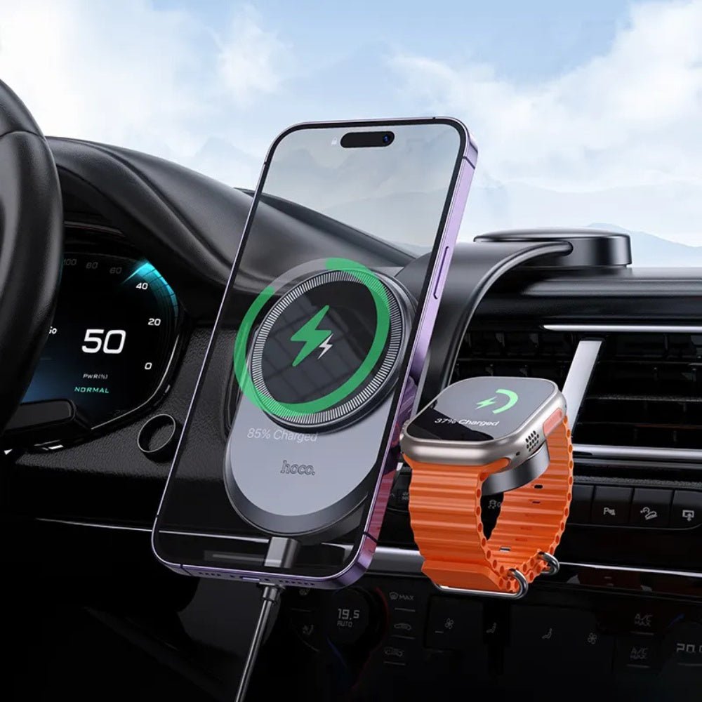 Hoco HW28 2-in-1 Wireless Charging Car Holder - product photo