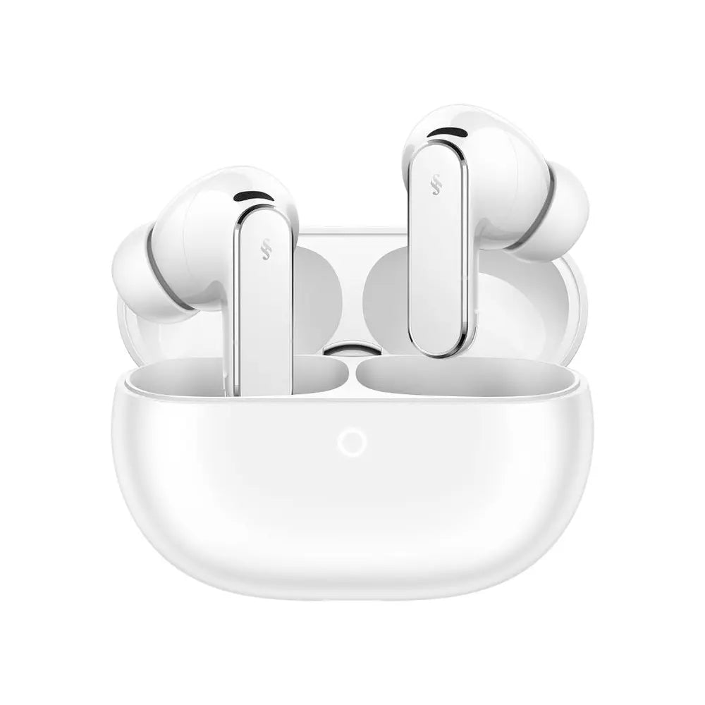 White HUAWEI FreeBuds Pro 5 earbuds displayed inside the open matching charging case.