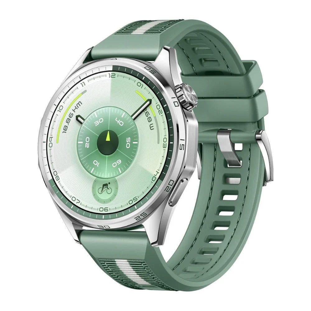 Huawei Watch GT 6 46mm smartwatch with a large display and sleek design, shown on a wrist with fitness tracking features visible.