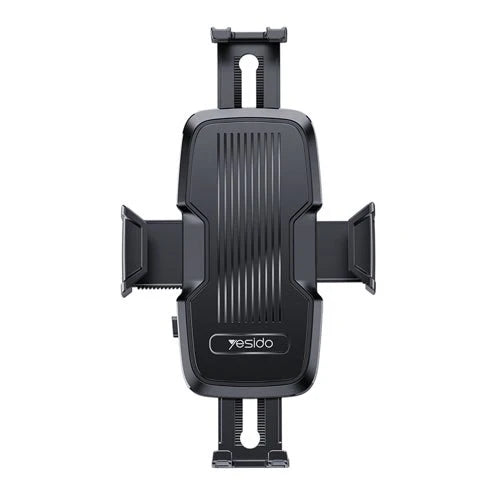 Yesido C127 bike dual-side phone holder securely attaches to handlebars, holding smartphones on both sides for easy access during rides.