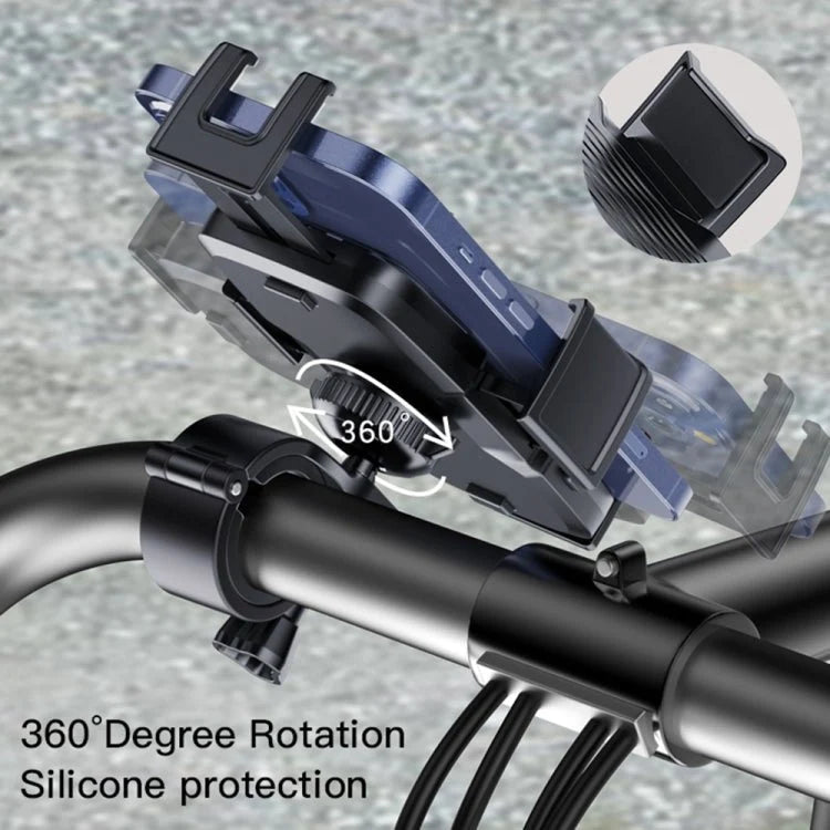Yesido C127 bike dual-side phone holder securely attaches to handlebars, holding smartphones on cycling adventures.