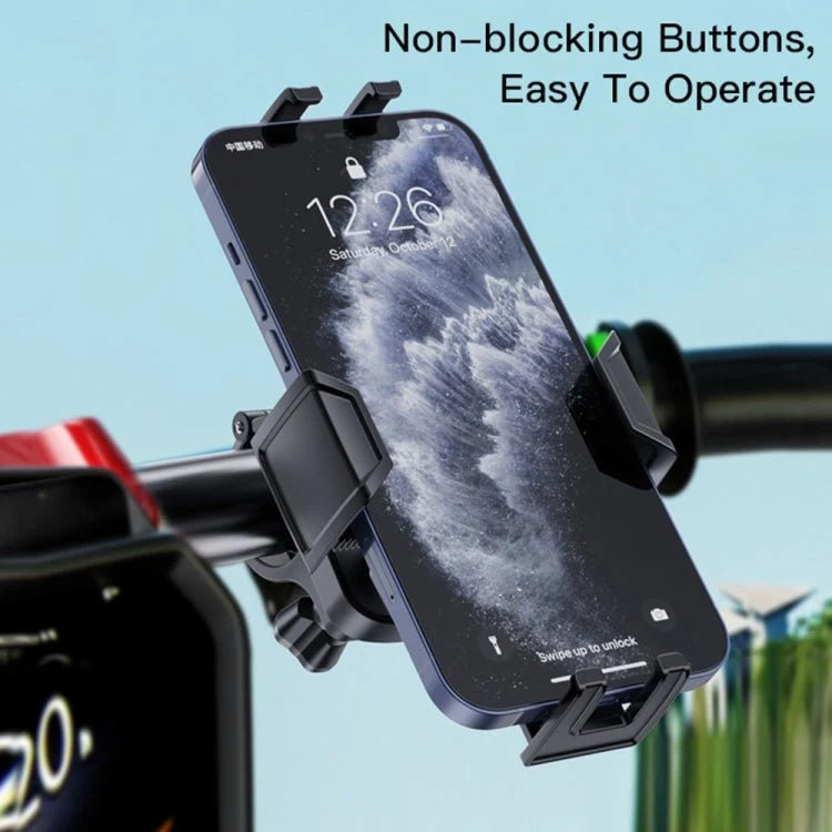 Yesido C127 bike dual-side phone holder securing a smartphone on a bicycle handlebar for easy access and navigation.