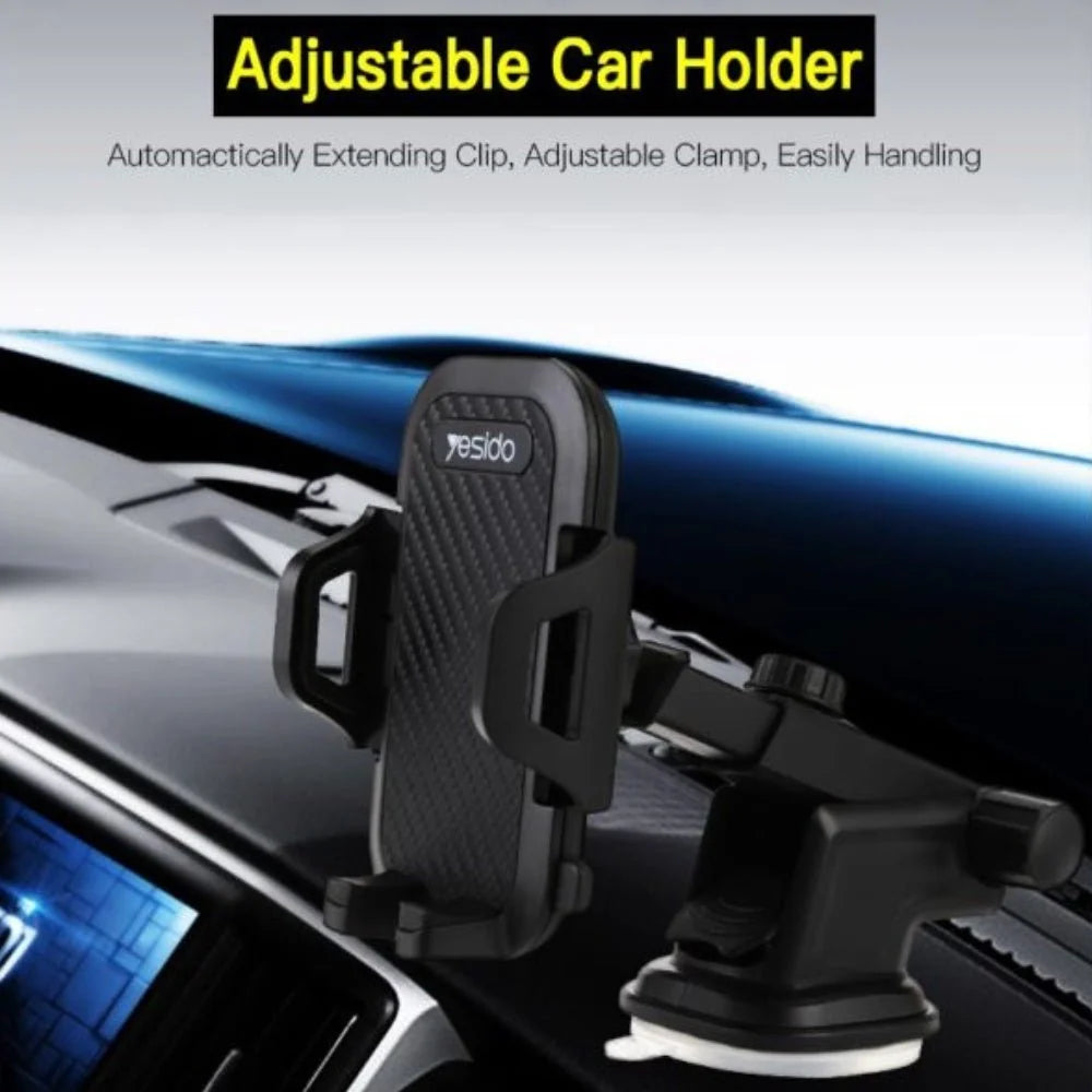 Yesido C23 dashboard car phone holder mounted on a vehicle dashboard, holding a smartphone securely for easy access.